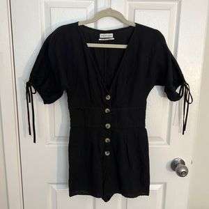 Urban Outfitters Black Linen Romper (US S)